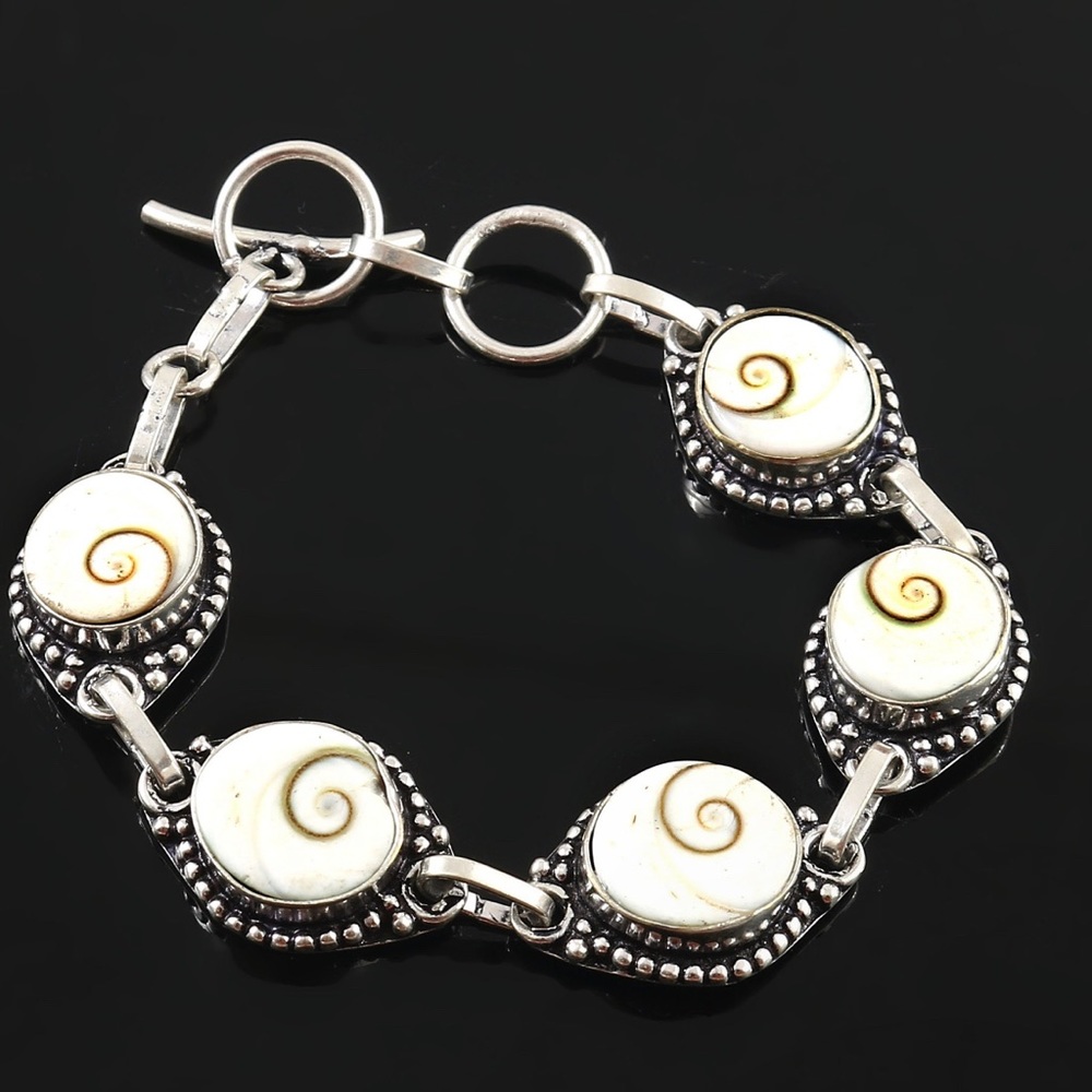 Shiva Shell 925 Overlay Toggle Closure Bracelet